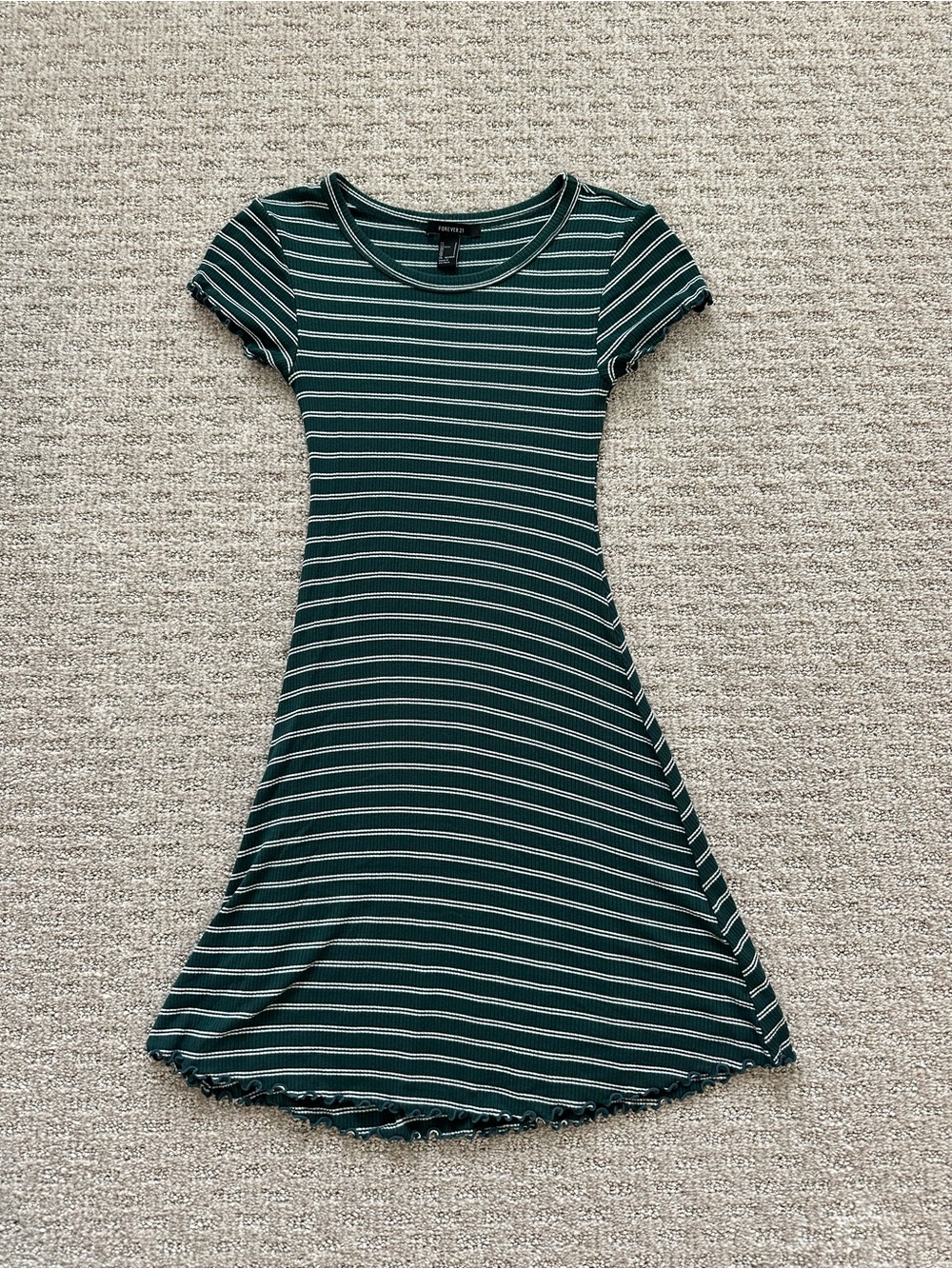 Casual Green Striped Scoop Neck Dress